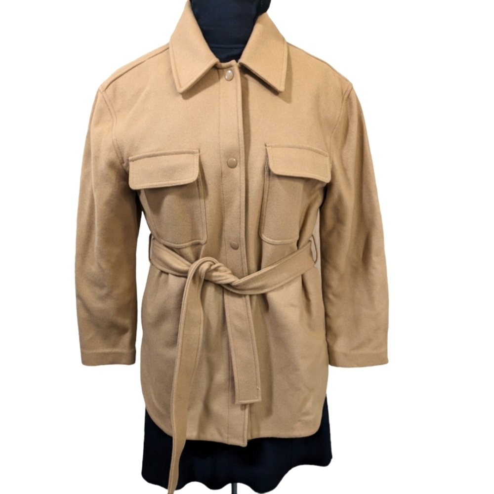 Aritzia Wilfred Front Pocket Belted Rialto Caramel Shirt Jacket ..Size Small